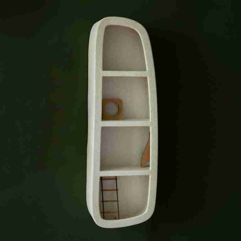 Dutchbone Wandplank Veda Gerecycled marmer, 120 x 38cm - Beige