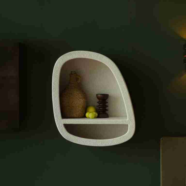 Dutchbone Wandplank Veda Gerecycled marmer, 63 x 53cm - Beige