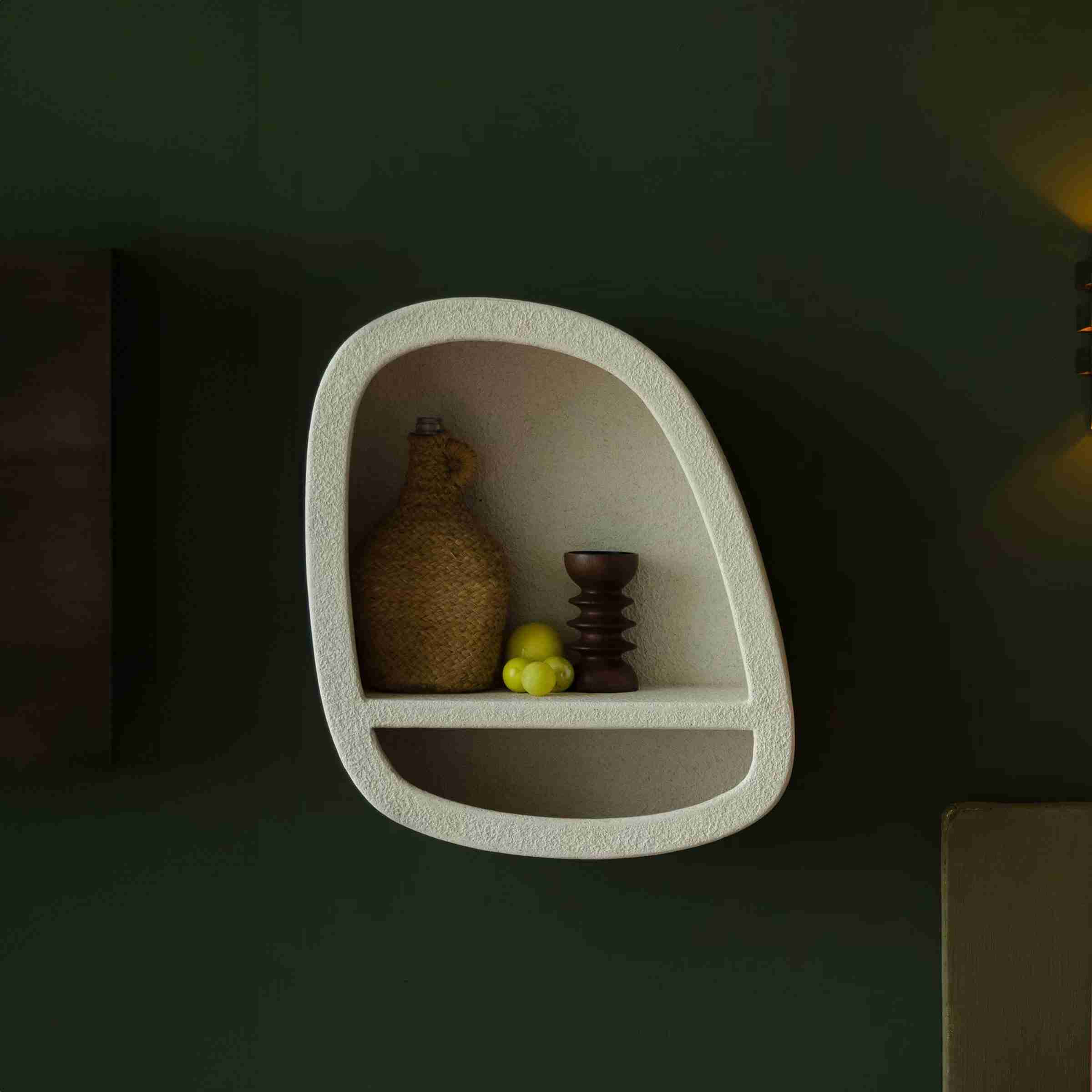 Dutchbone Wandplank Veda Gerecycled marmer, 63 x 53cm - Beige