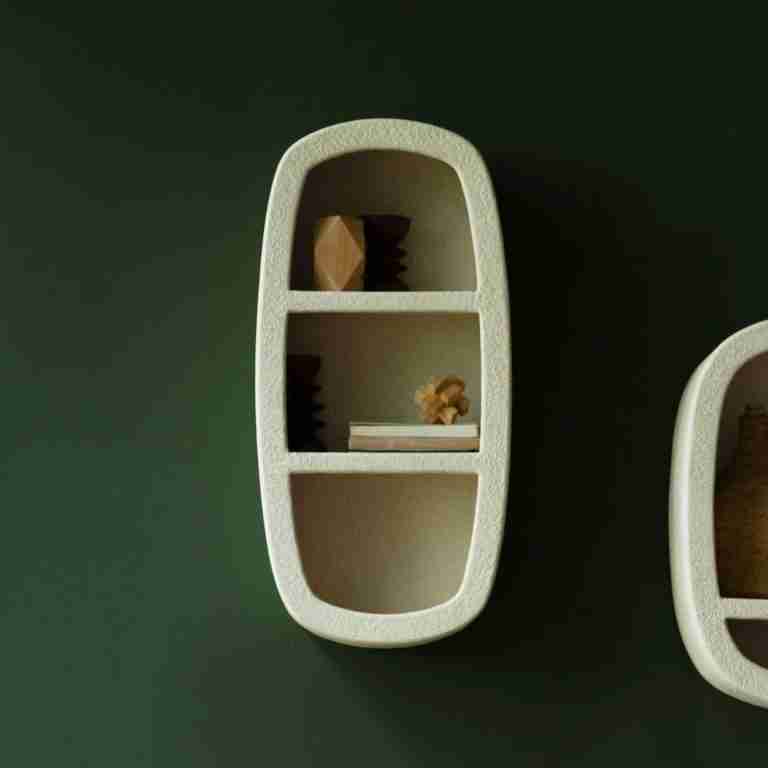 Dutchbone Wandplank Veda Gerecycled marmer, 81 x 40cm - Beige