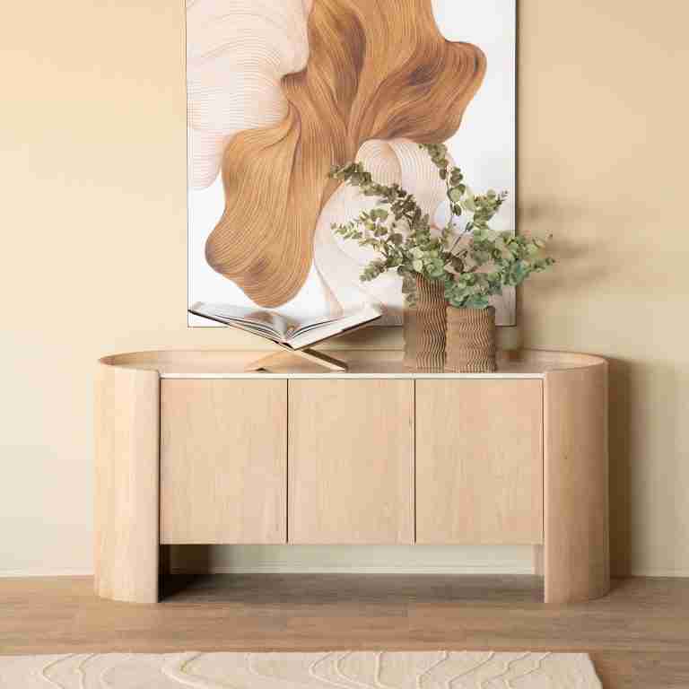 Eleonora Dressoir Don Marmer en eikenhout, 165cm - Bruin