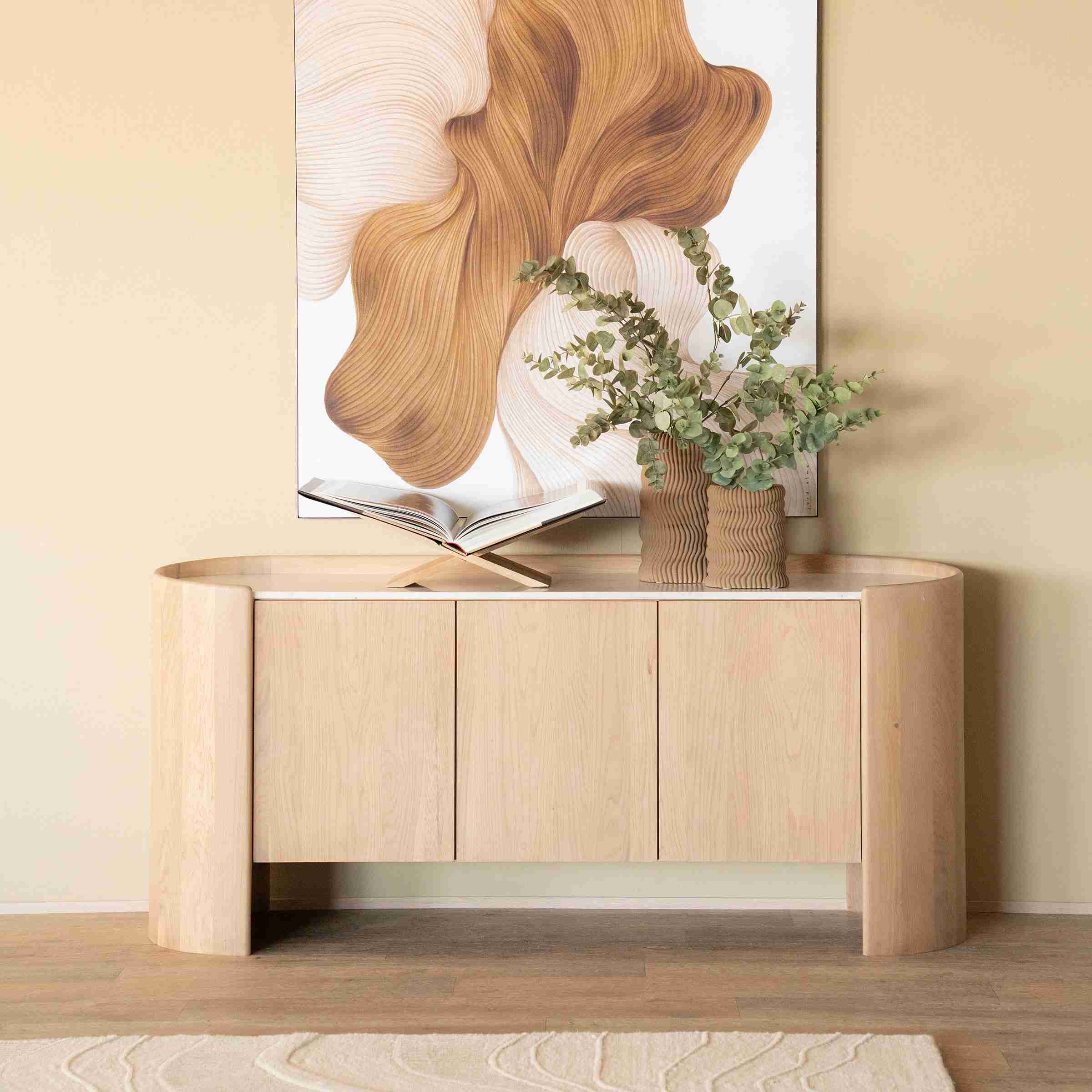 Eleonora Dressoir Don Marmer en eikenhout, 165cm - Bruin