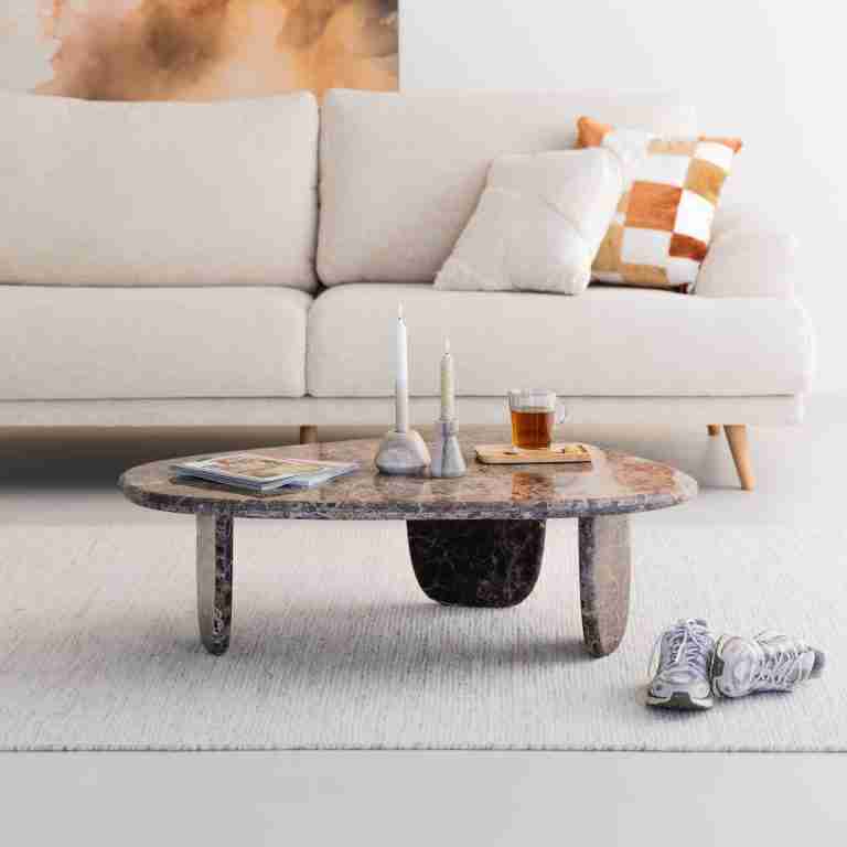 Eleonora Organische Salontafel Devin Marmer, 100 x 85cm - Bruin
