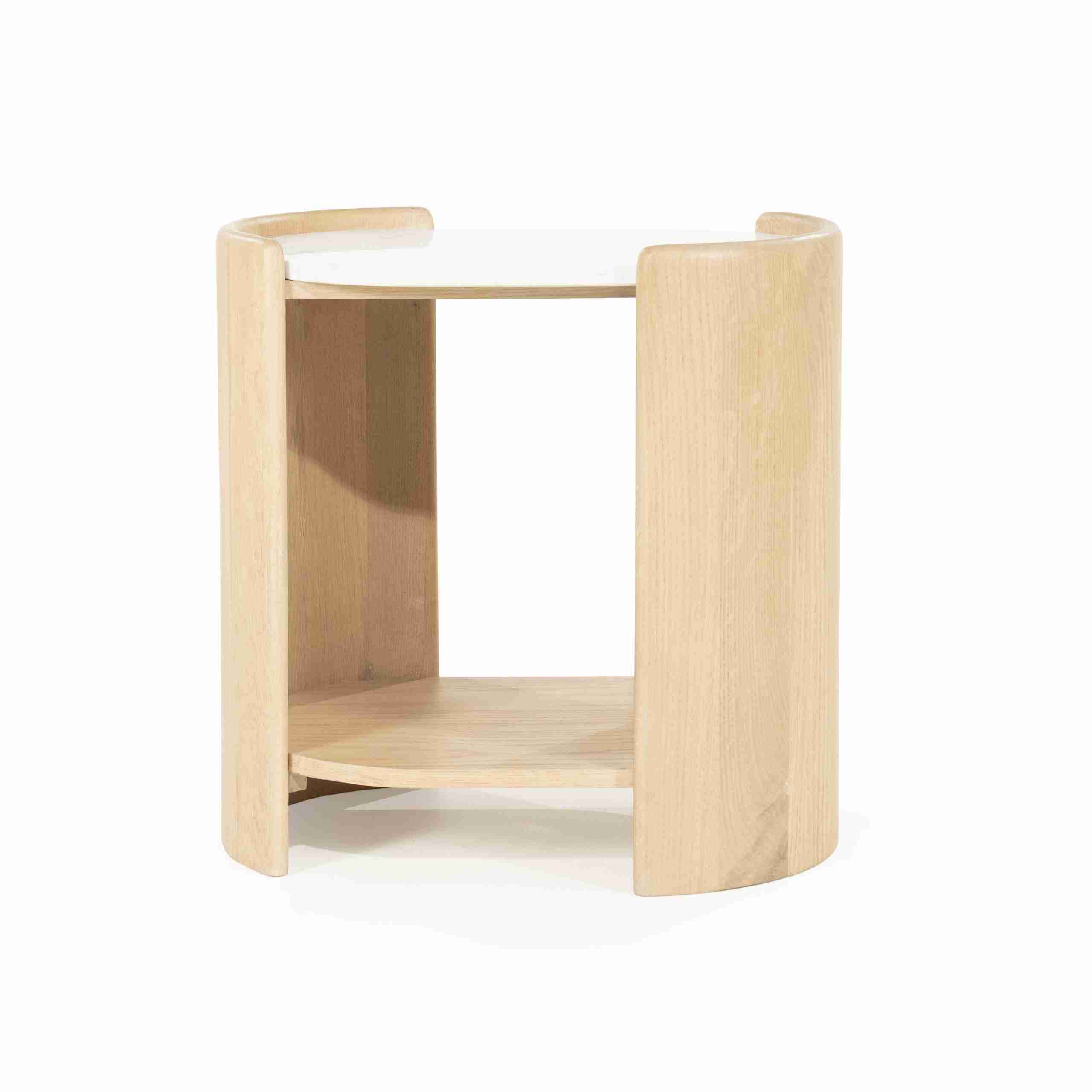 Eleonora Ovale Bijzettafel Don Marmer en eikenhout, 50 x 35cm - Naturel - Ovaal