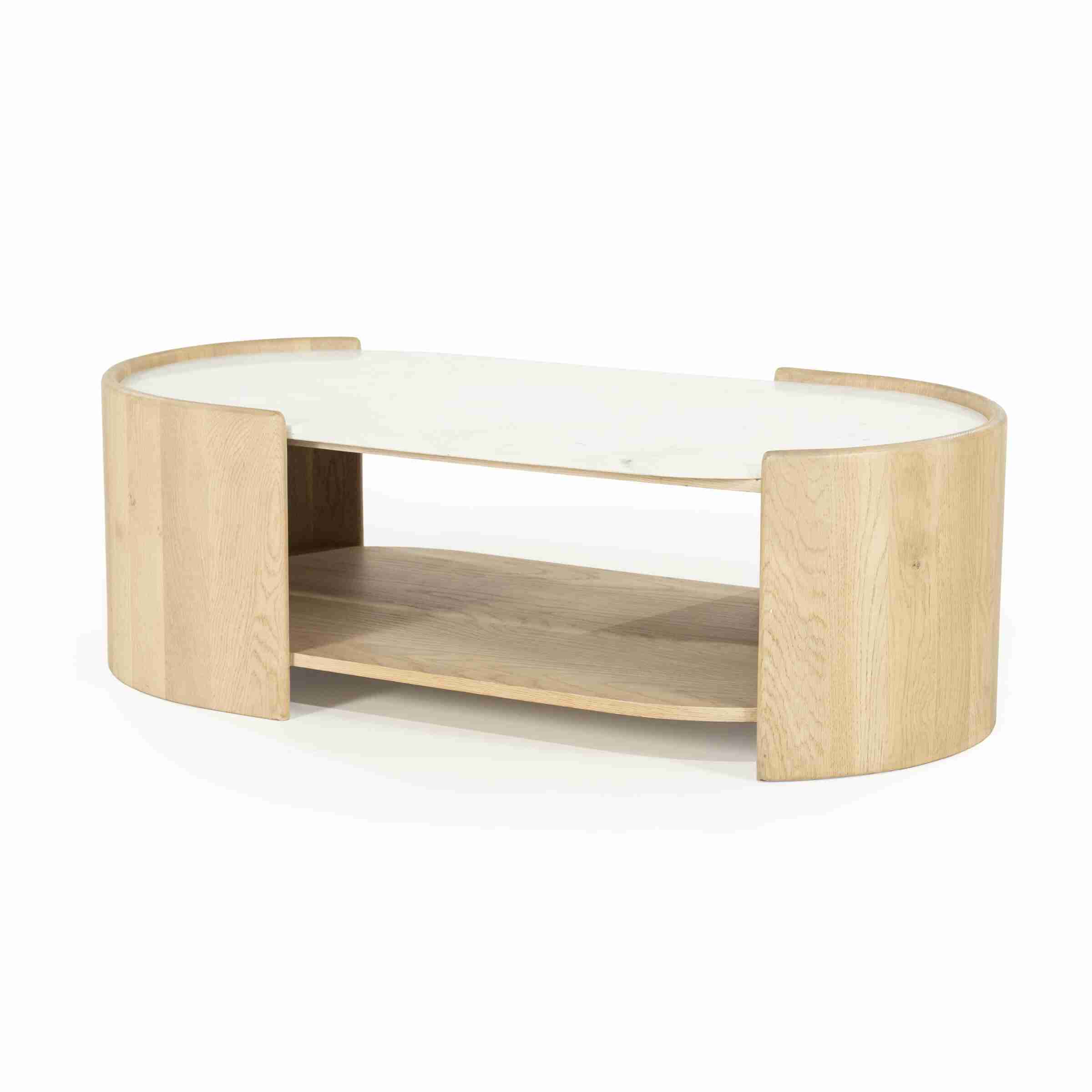 Eleonora Ovale Salontafel Don Marmer en eikenhout, 110 x 60cm - Naturel - Ovaal