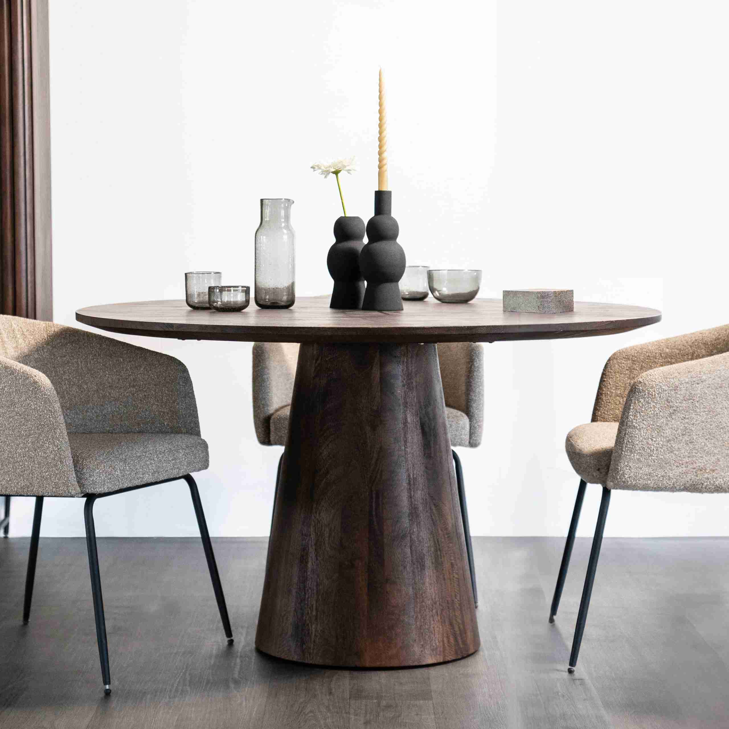 Eleonora Ronde Eettafel Aron Mangohout - Bruin, 130cm