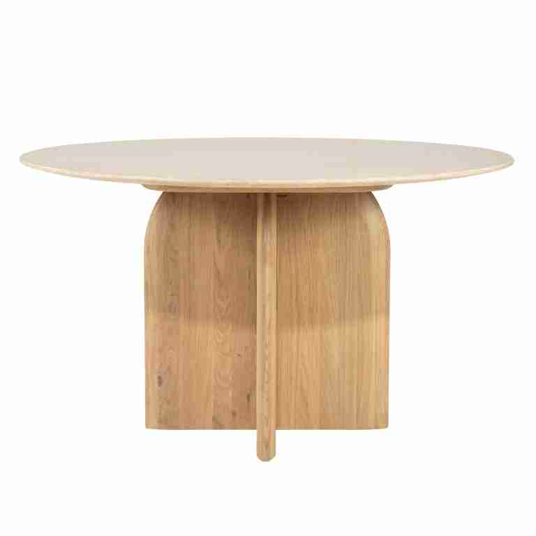 Eleonora Ronde Eettafel Lova Travertin en eikenhout, 130cm - Naturel