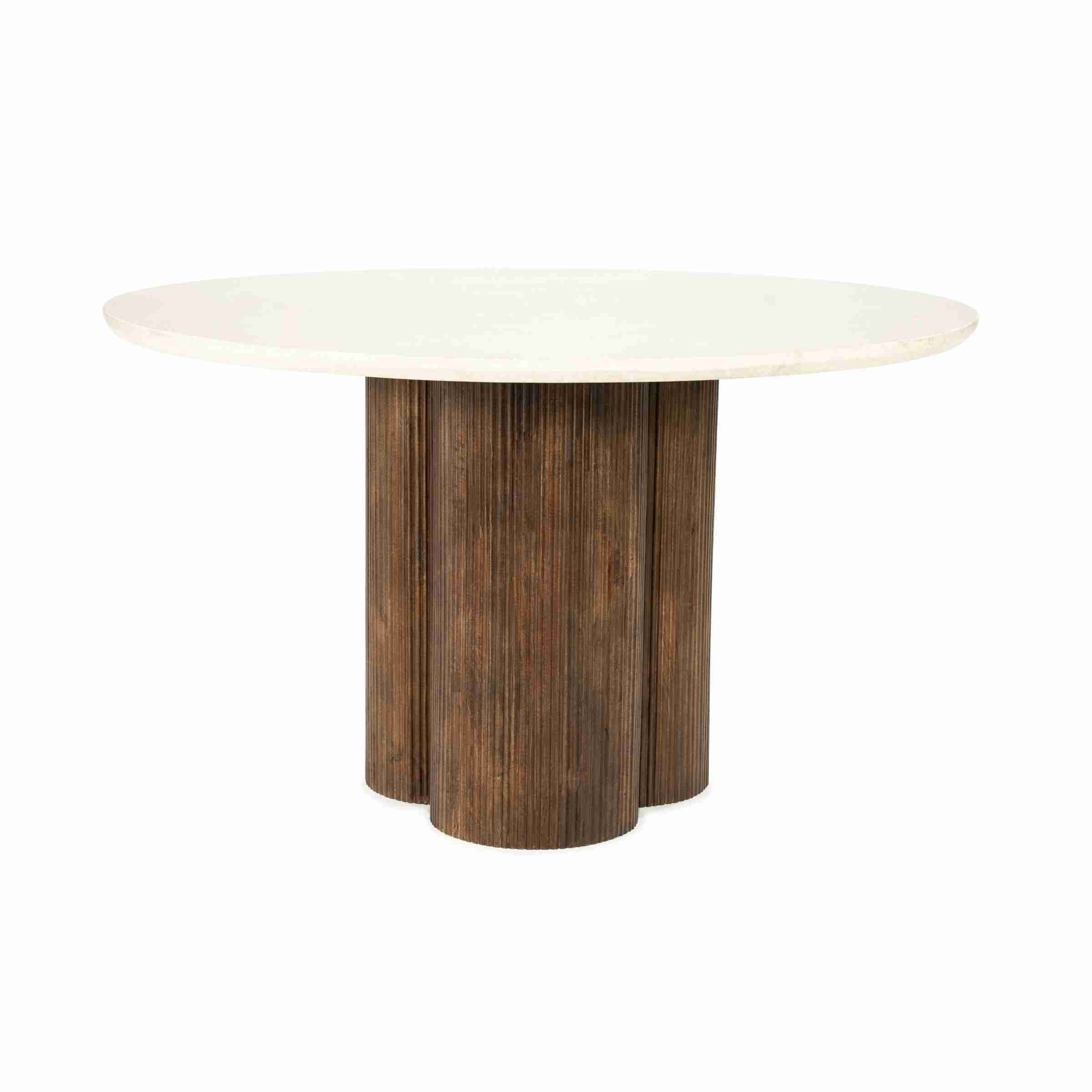 Eleonora Ronde Eettafel Xanni Marmer en Mangohout, 130cm - Bruin