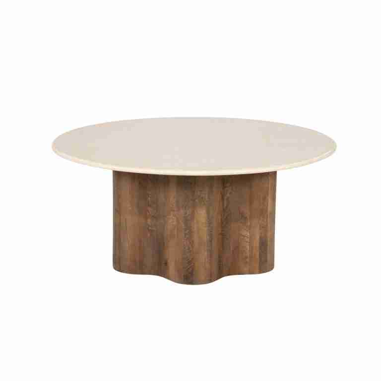 Eleonora Ronde Salontafel Bodhi Marmer en mangohout, 80cm - Bruin