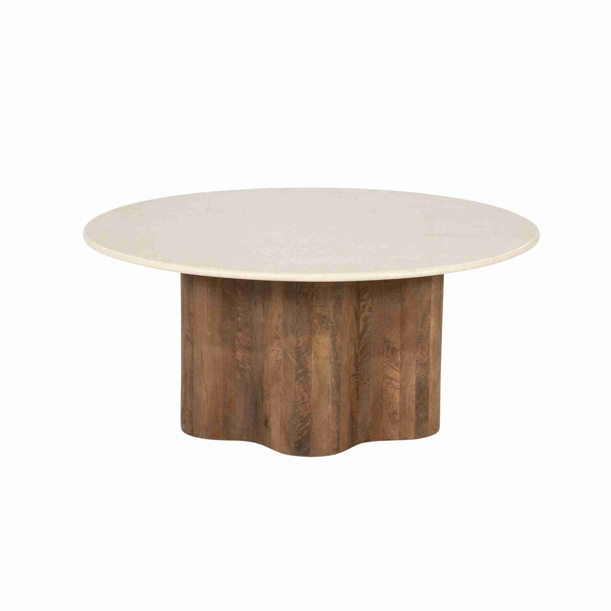 Eleonora Ronde Salontafel Bodhi Marmer en mangohout, 80cm - Bruin