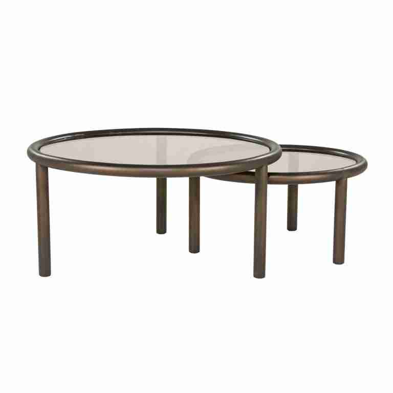 Eleonora Ronde Salontafel Circo Glas, Set van 2 stuks - Bruin
