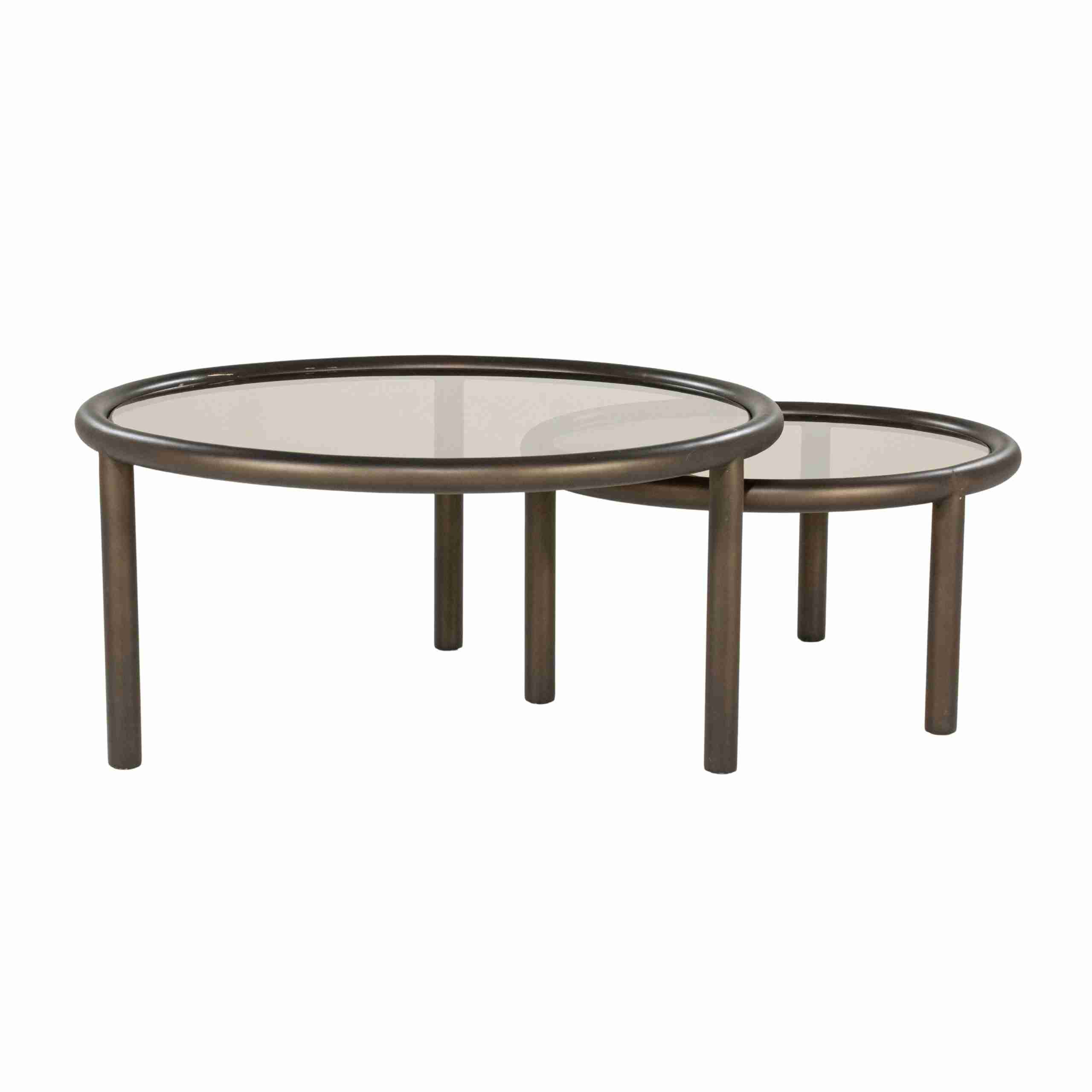 Eleonora Ronde Salontafel Circo Glas, Set van 2 stuks - Bruin