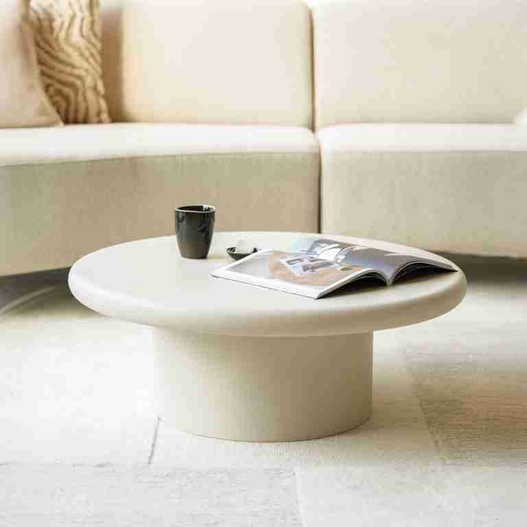 Eleonora Ronde Salontafel Jade Magnesium oxide 80cm - crëme