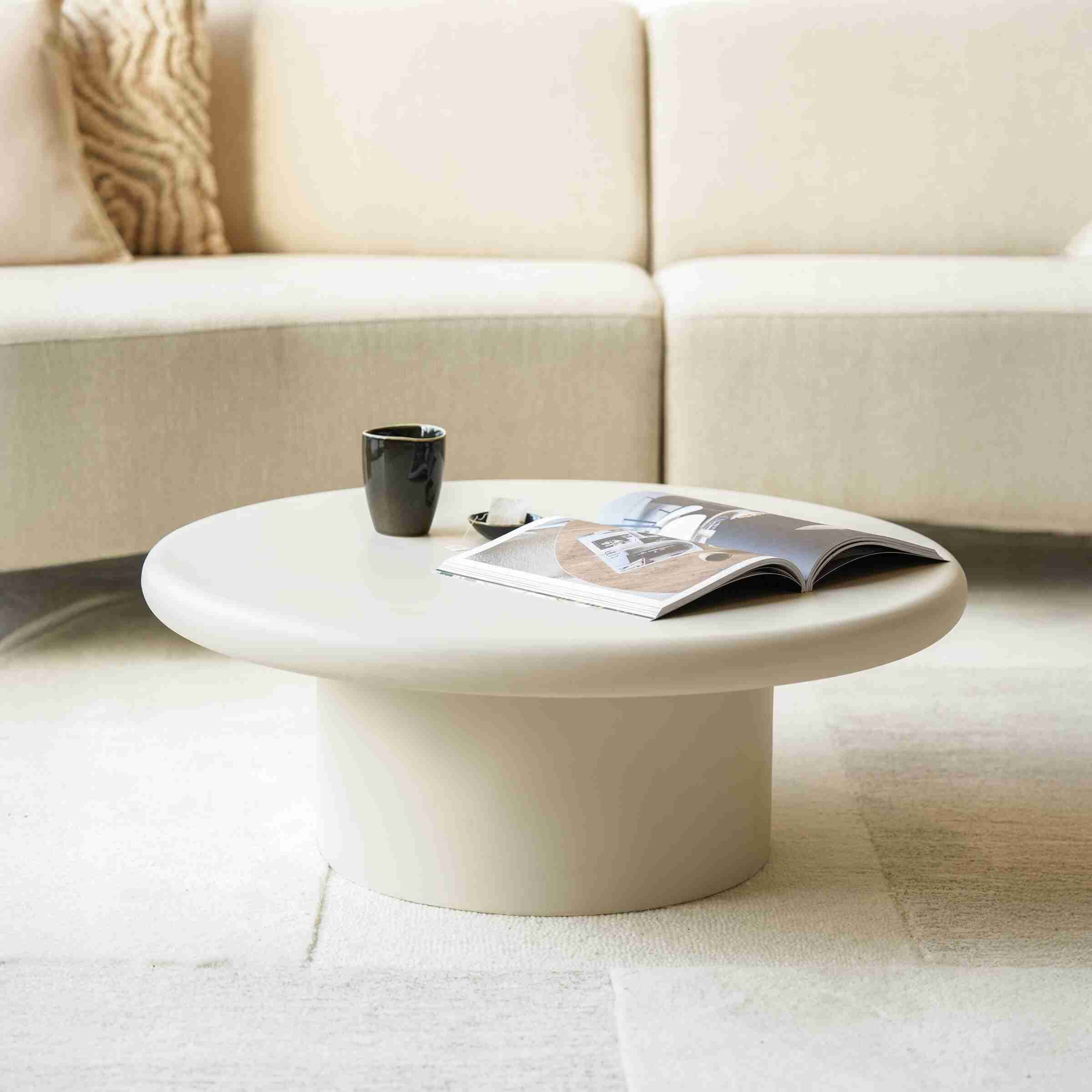 Eleonora Ronde Salontafel Jade Magnesium oxide 80cm - crëme