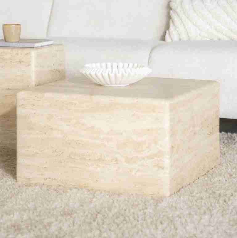 Eleonora Salontafel Donta Travertin, 60 x 60cm - Bruin - Vierkant