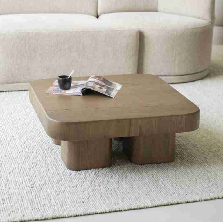 Eleonora Salontafel Harmonie Eiken, 80 x 80cm - Bruin - Vierkant - Japandi