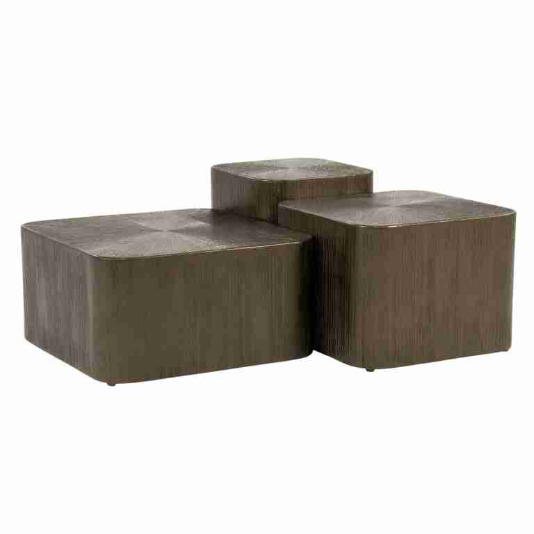Eleonora Salontafel Silva Metaal en MDF, Set van 3 stuks - Bruin - Vierkant