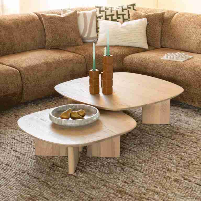 Eleonora Salontafel Stef Eiken - Naturel, Set van 2 stuks
