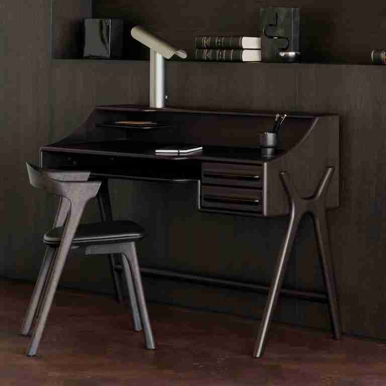 Ethnicraft Bureau Flow Gevernist Mahoniehout, 140 x 55cm - Rose Brown