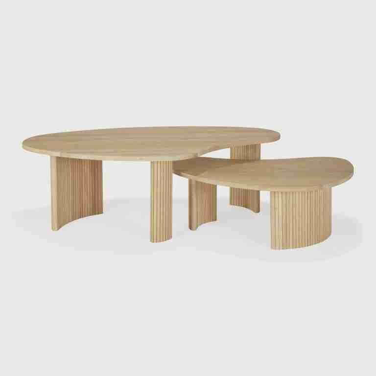 Ethnicraft Organische Salontafel Boomerang Eikenhout, set van 2 stuks - Naturel