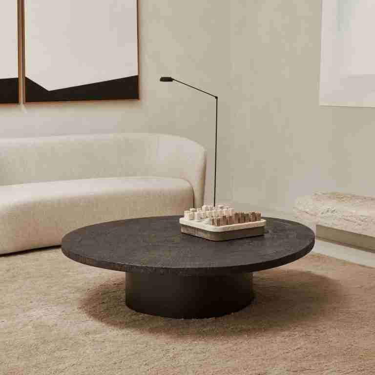 Ethnicraft Organische Salontafel Slice Minerals, 105 x 94cm - Whisky