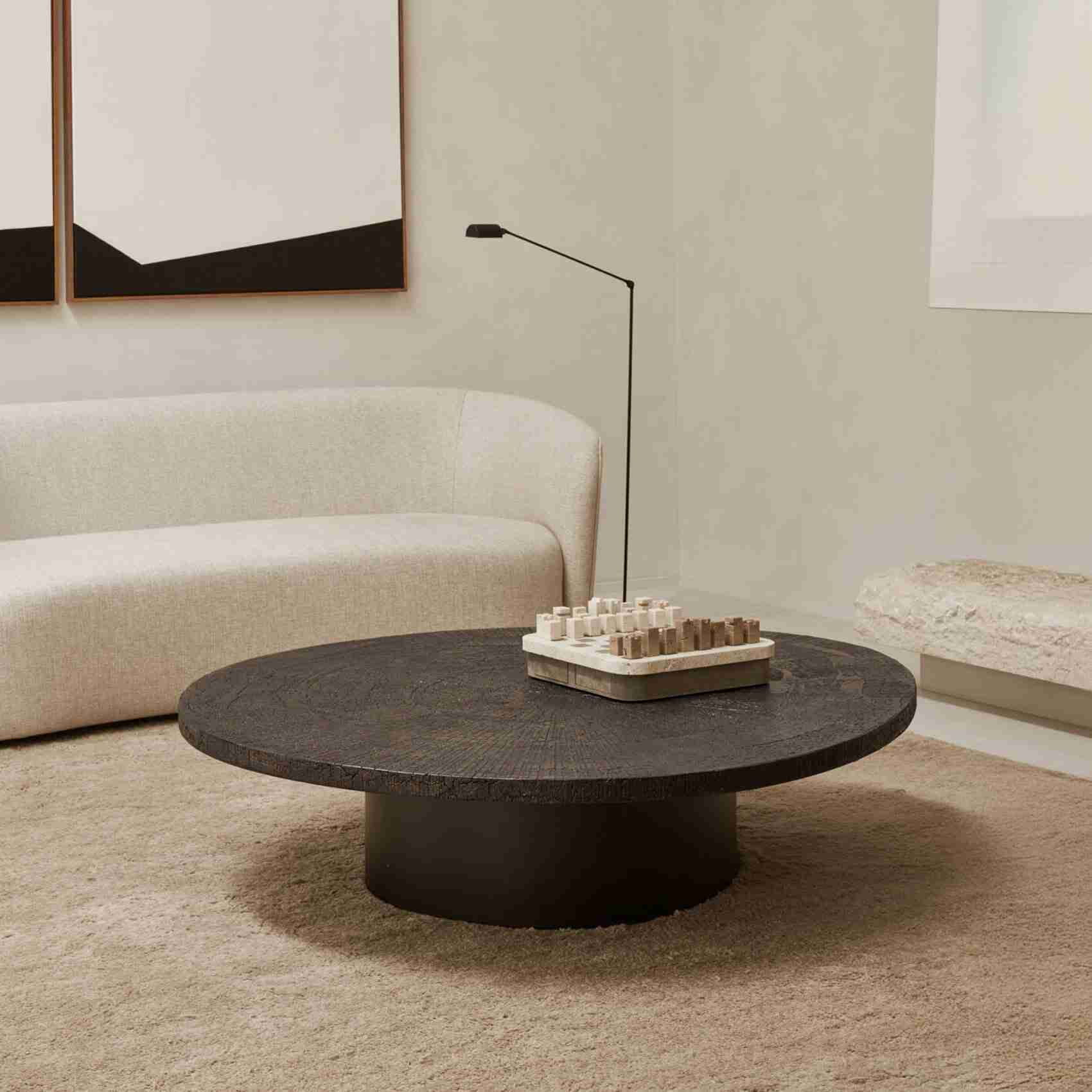 Ethnicraft Organische Salontafel Slice Minerals, 105 x 94cm - Whisky