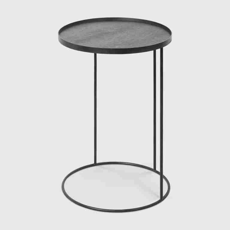 Ethnicraft Ronde Bijzettafel Tray Gelakt Hout, 49cm - Zwart