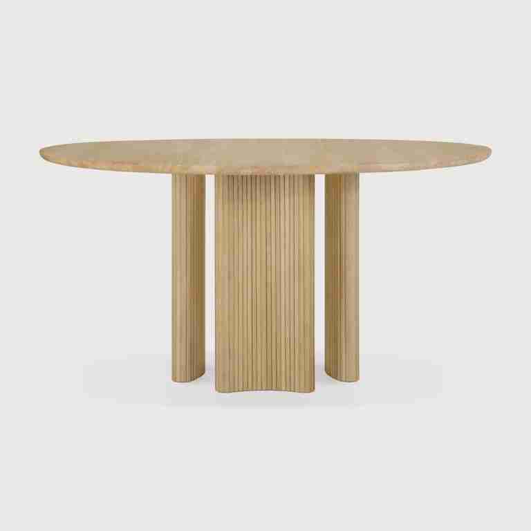 Ethnicraft Ronde Eettafel Roller Max Geolied Eikenhout, 150cm - Naturel