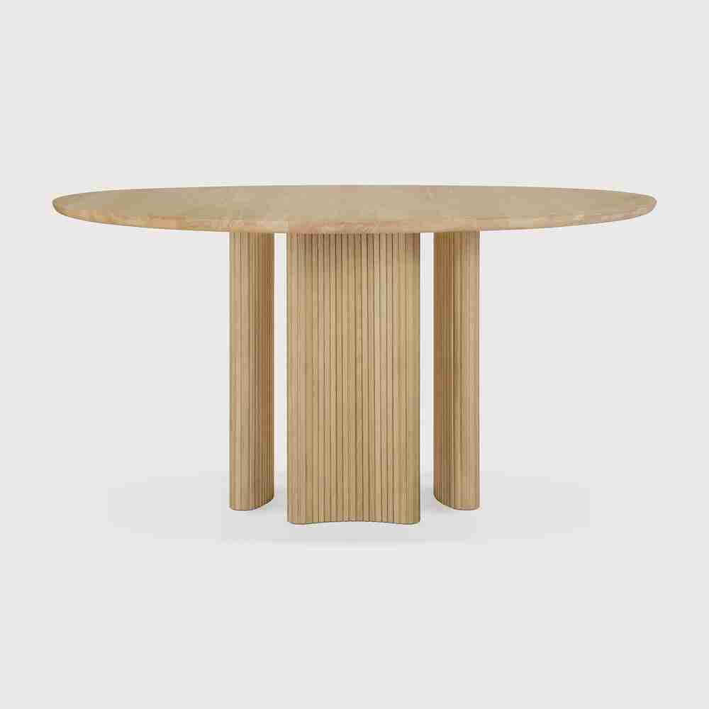 Ethnicraft Ronde Eettafel Roller Max Geolied Eikenhout, 150cm - Naturel