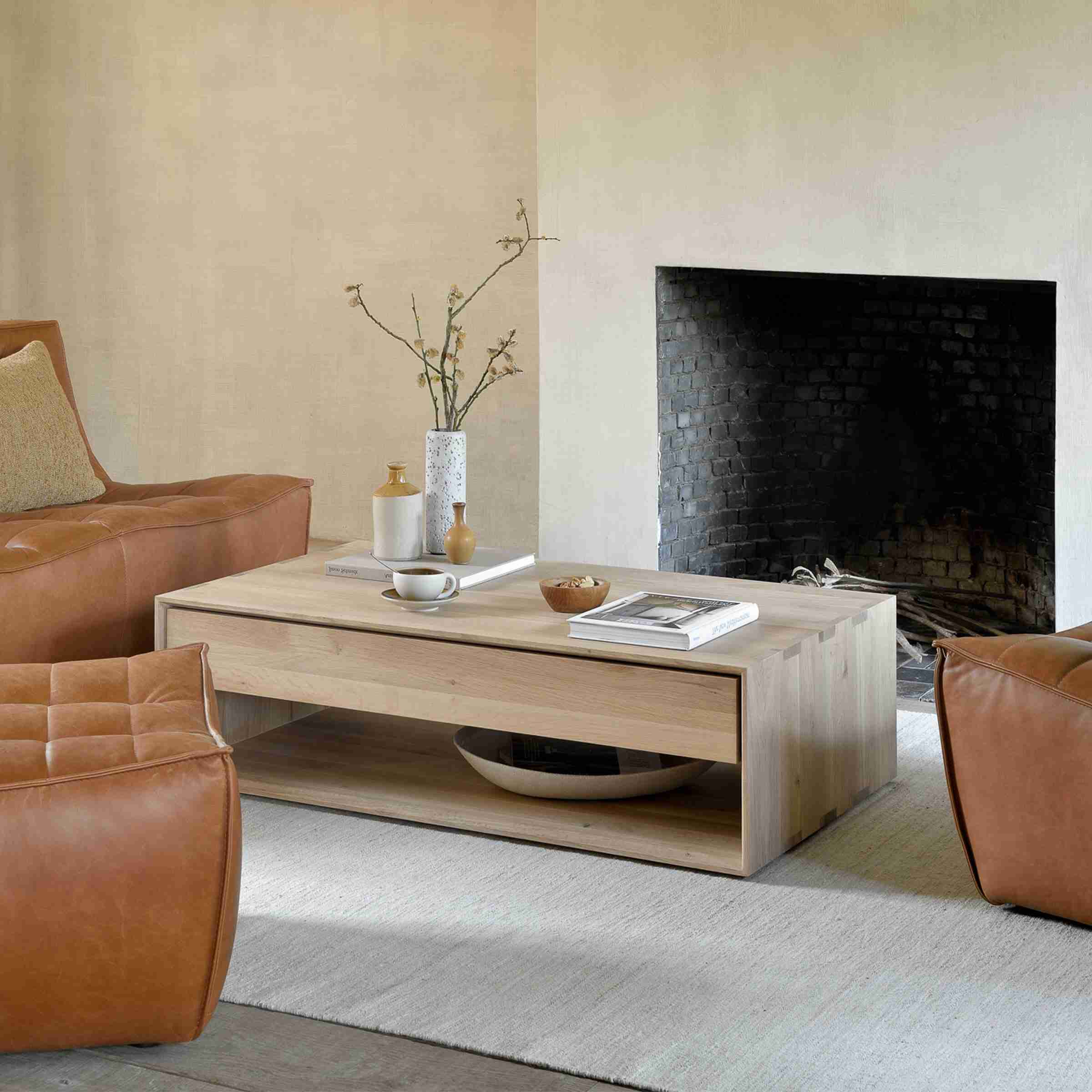 Ethnicraft Salontafel Nordic Geolied Eikenhout, 120 x 70cm - Naturel