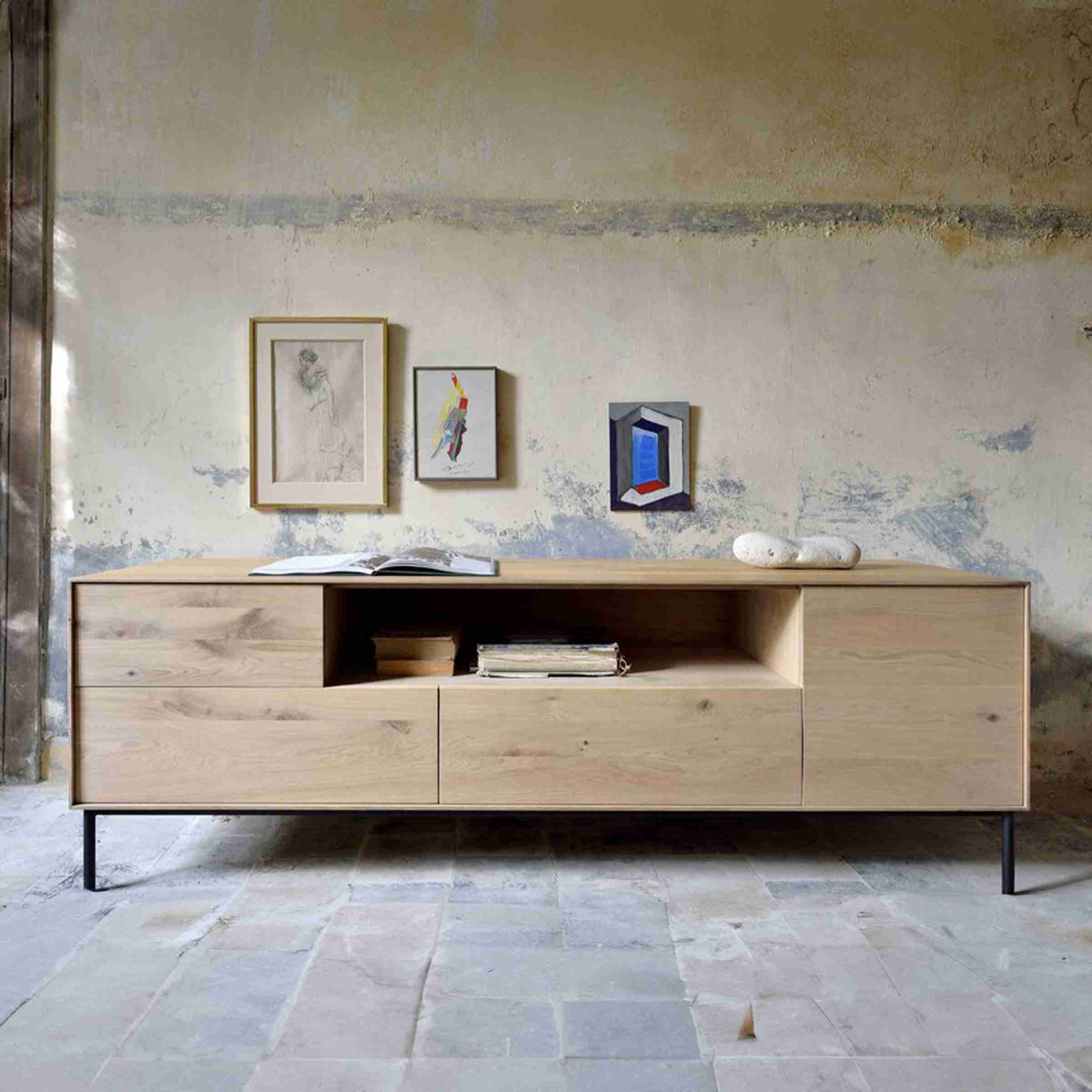 Ethnicraft TV-meubel Whitebird Gevernist Eikenhout, 180cm - Naturel