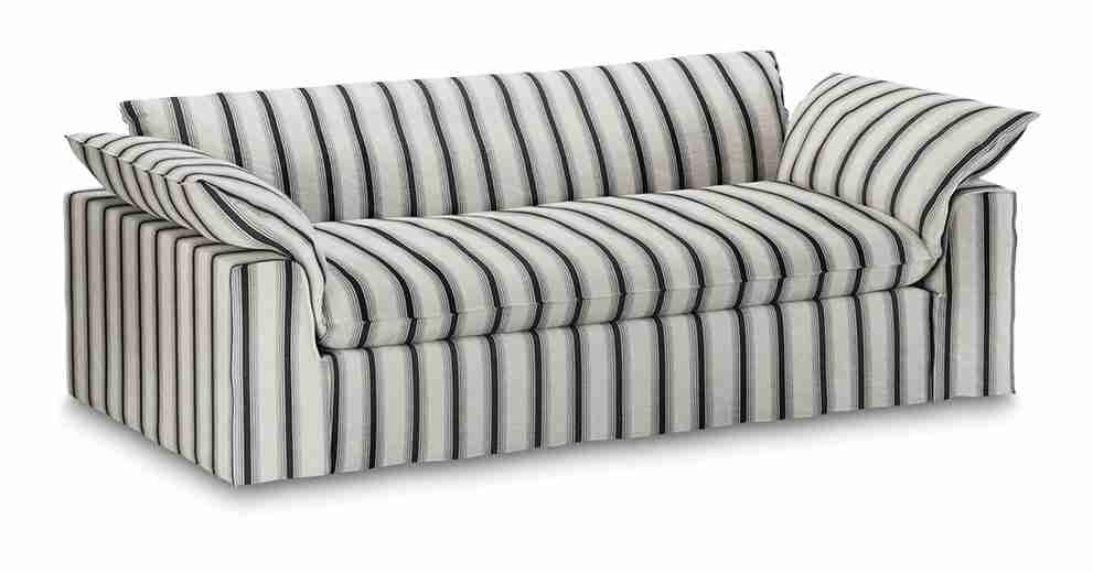 HKliving 3-zits Bank Nomad 244cm, Rocco stof - Chalkstripe
