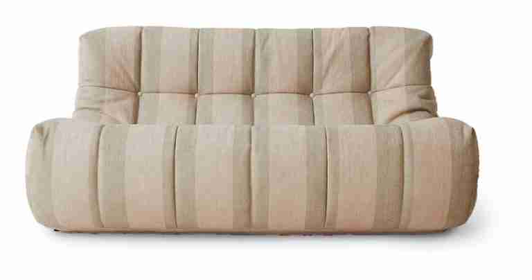 HKliving Bank Lazy Lodge stof, 158cm - Beige gestreept
