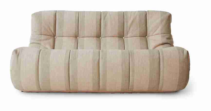 HKliving Bank Lazy Lodge stof, 158cm - Beige gestreept