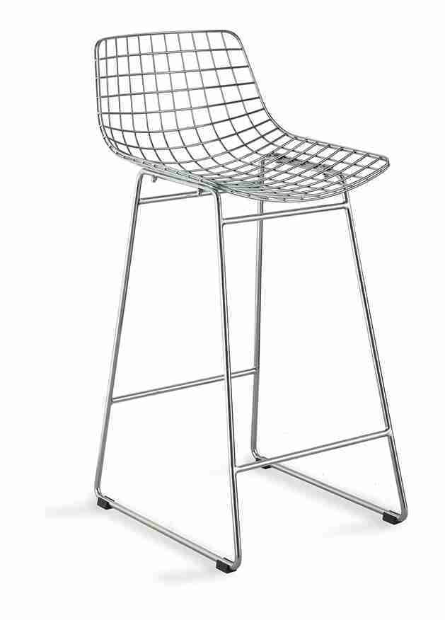 HKliving Barkruk Metal Metaal - Zilver (zithoogte 66cm)