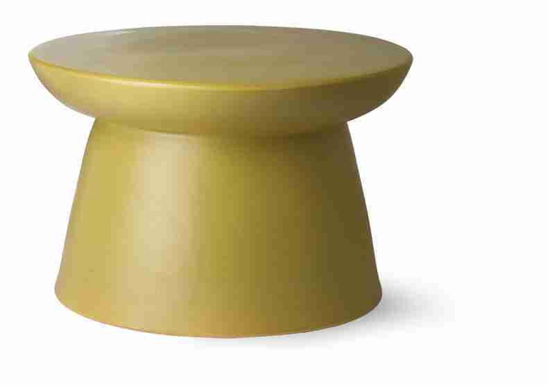 HKliving Bijzettafel Earthenware Keramiek, 49cm - Groen - Rond