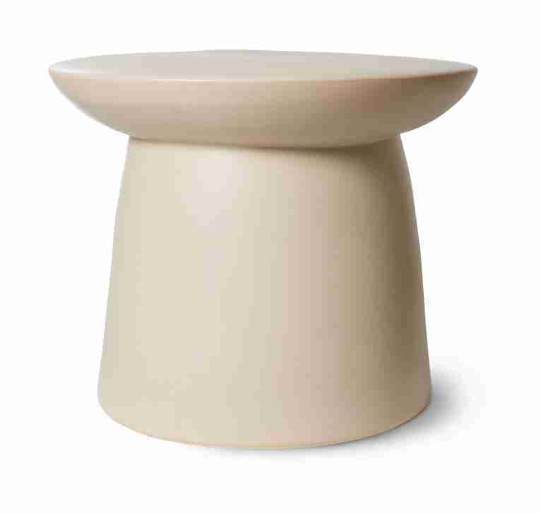 HKliving Bijzettafel Earthenware Keramiek, √ò46cm - Crëme - Rond