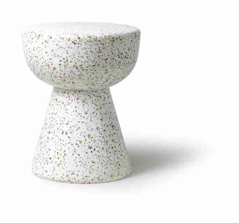 HKliving Bijzettafel Terrazzo Beton, √ò35cm - Wit - Rond