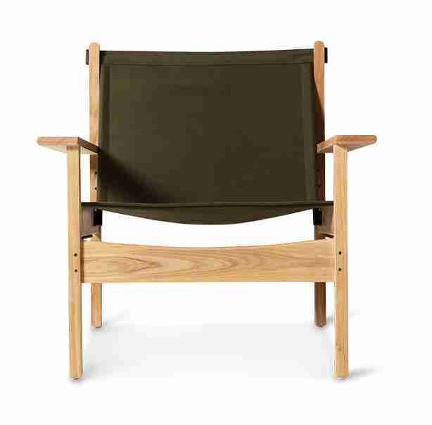 HKliving Fauteuil Explorer Teakhout en canvas - Legergroen
