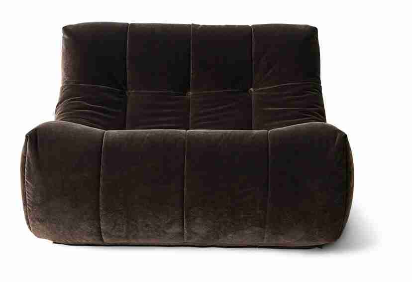 HKliving Fauteuil Lazy Velvet - Espresso