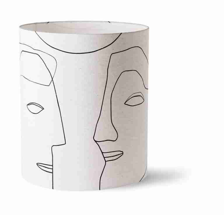 HKliving Lampenkap Printed Faces Jute, √ò36cm - Naturel