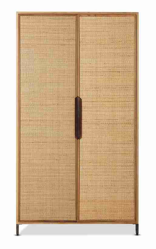 HKliving Opbergkast Pioneer Rattan & Hout, 180 x 100cm - Naturel