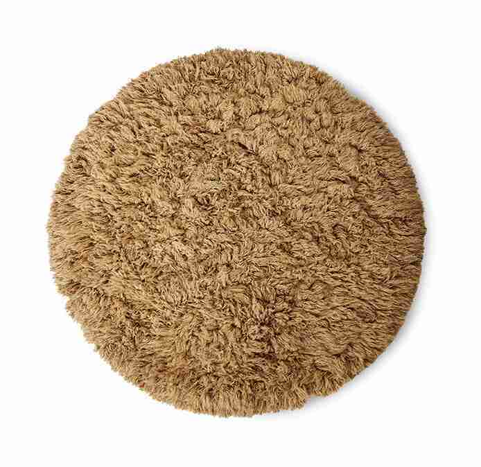 HKliving Rond Vloerkleed Fluffy Wol, √ò200cm - Caramel