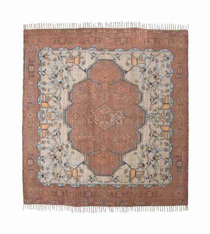 HKliving Vierkant Vloerkleed Printed 250 x 250cm - Terracotta