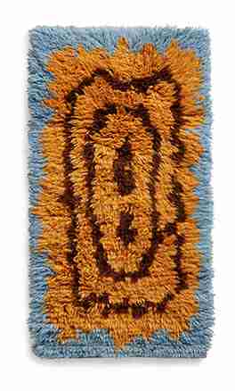 HKliving Vloerkleed Funk Wol, 60 x 115cm - Blauw,Oranje