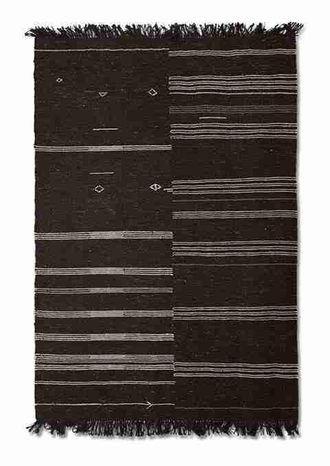 HKliving Vloerkleed Striped Wol, 150 x 240cm - Bruin
