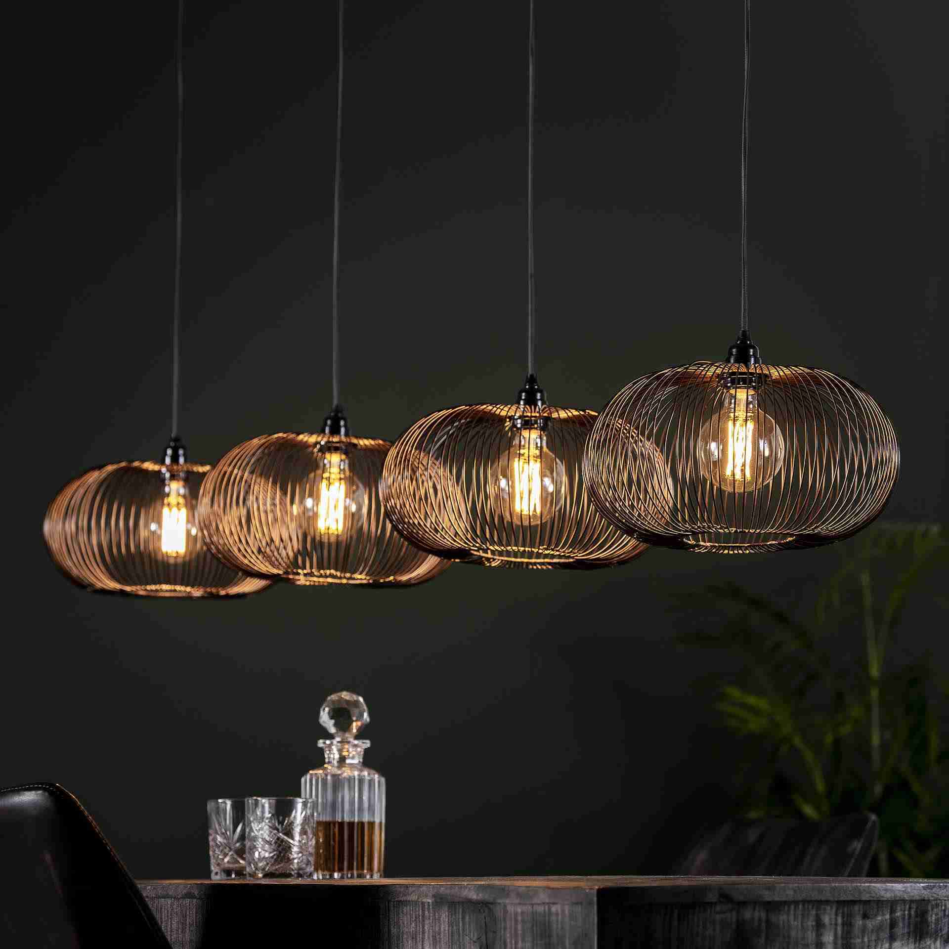 Hanglamp Mallory √ò35cm, 4-lamps - Zwart nikkel
