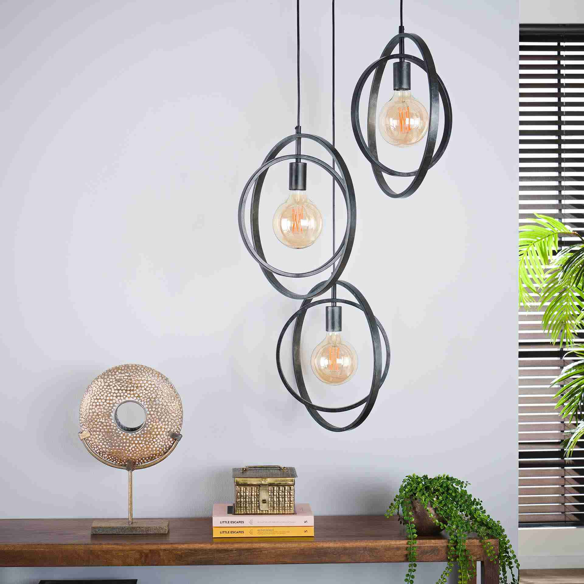Hanglamp Tricia 3-lamps getrapt - Charcoal