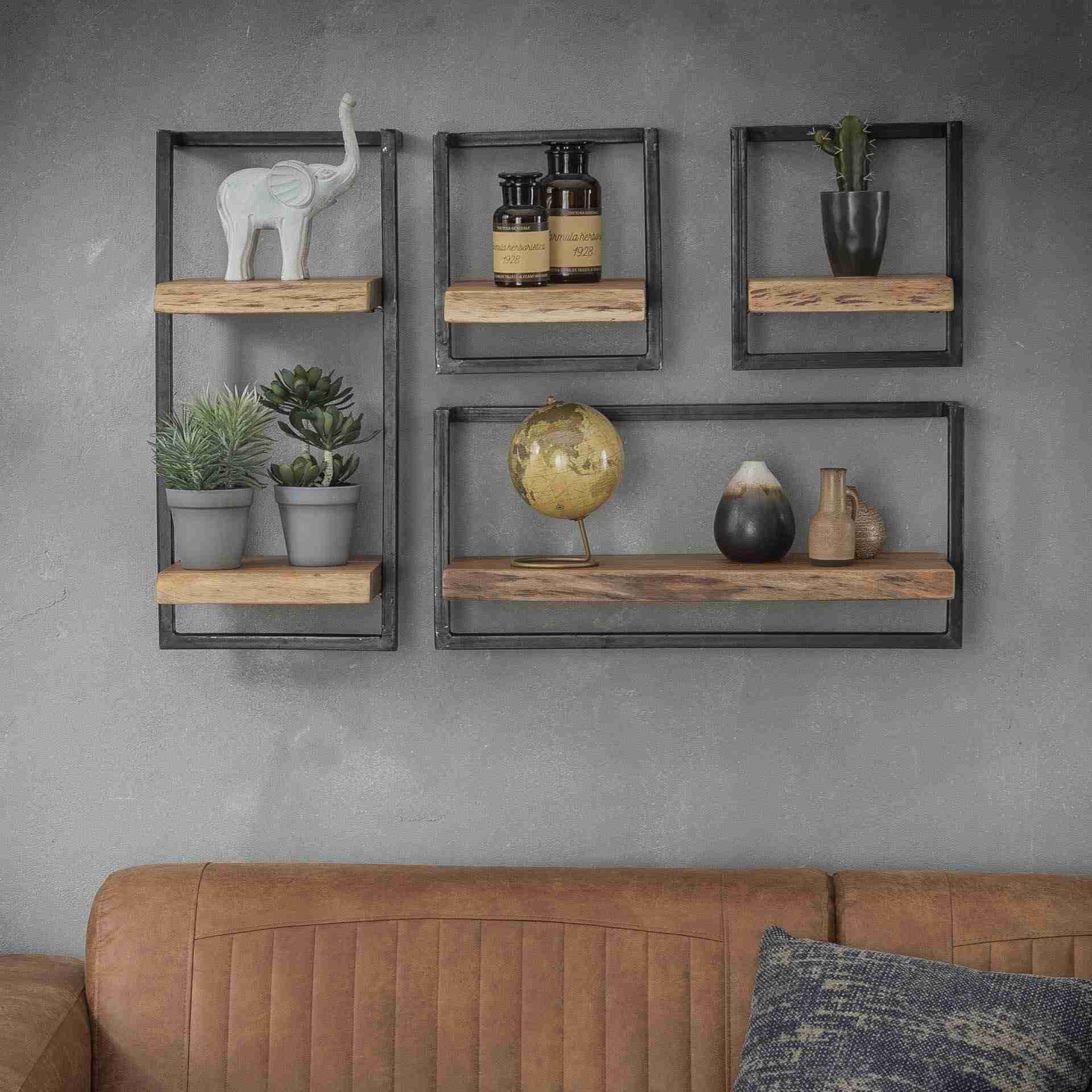 Industri√´le Wandplank Buster Small, Set van 4 stuks - Naturel