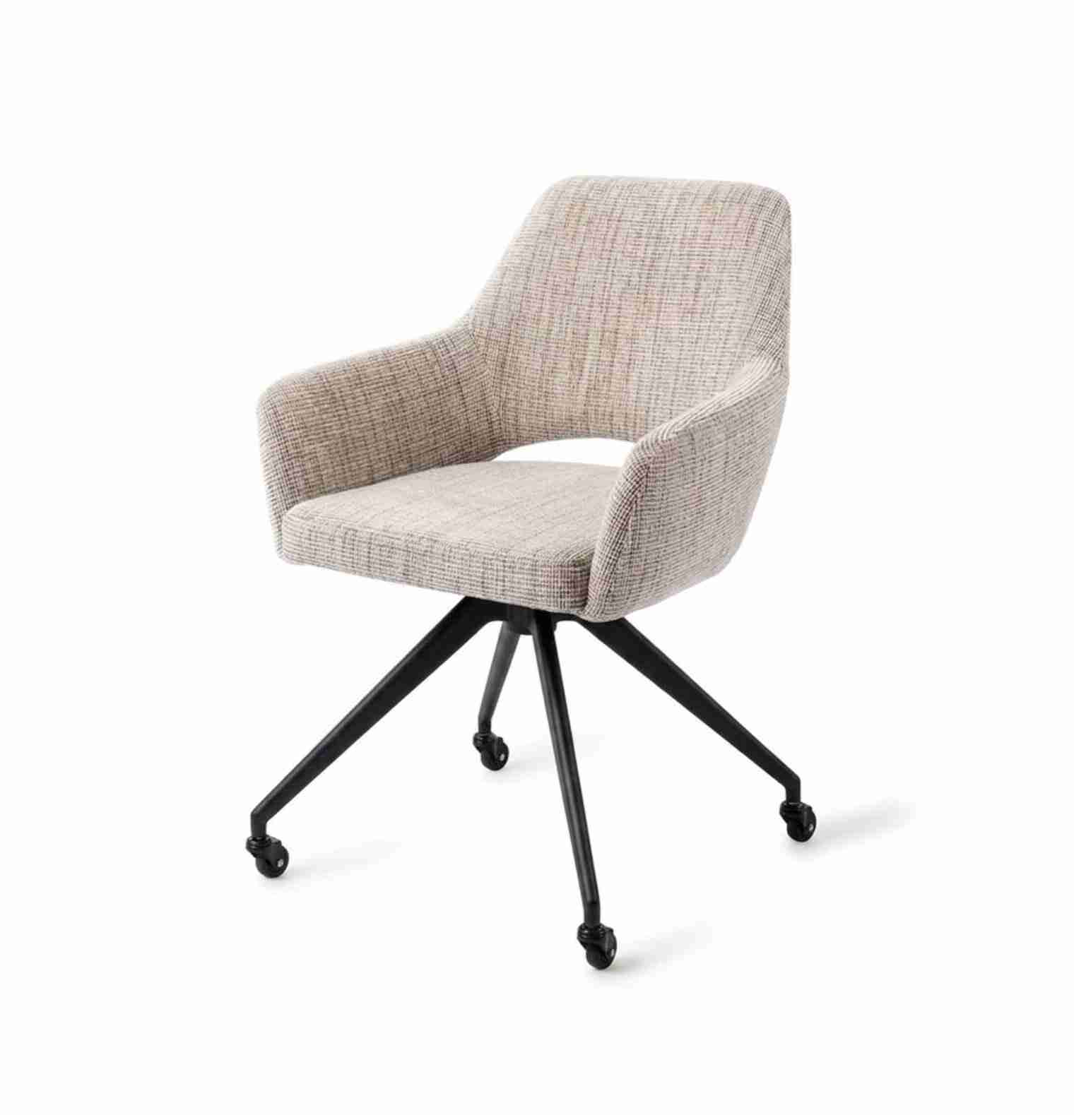 Jesper Home Draaibare Eetkamerstoel Yanai Glide Black - Caramel Grid